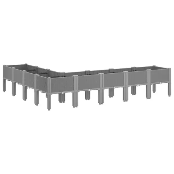 Kõrgendatud aia taimekast jalgadel, rotangmustriga, helehall PP, 200 x 160 x 42 cm – 5