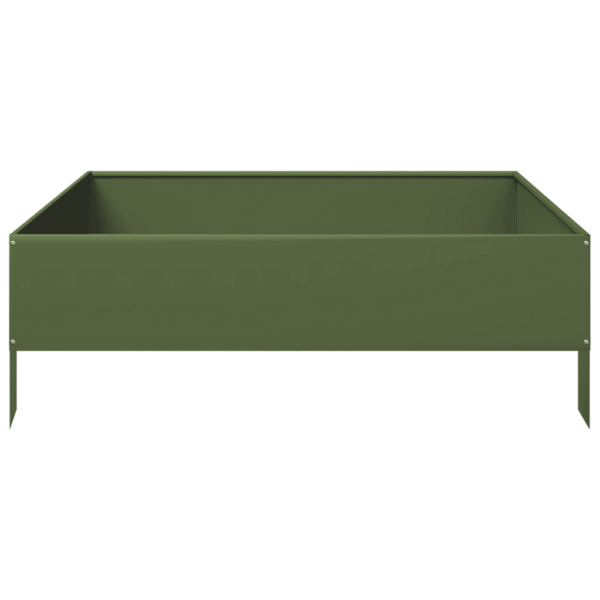 Kõrgendatud aia taimelava, oliiviroheline teras, 100 x 100 x 33,5 cm – 4