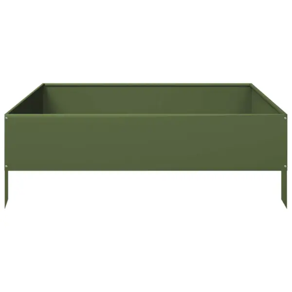 Kõrgendatud aia taimelava, oliiviroheline teras, 100 x 100 x 33,5 cm – 5