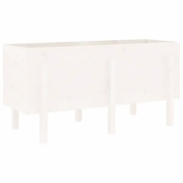 Kõrgendatud aia taimelava, valge männipuidust, 121 x 50 x 57 cm – 6