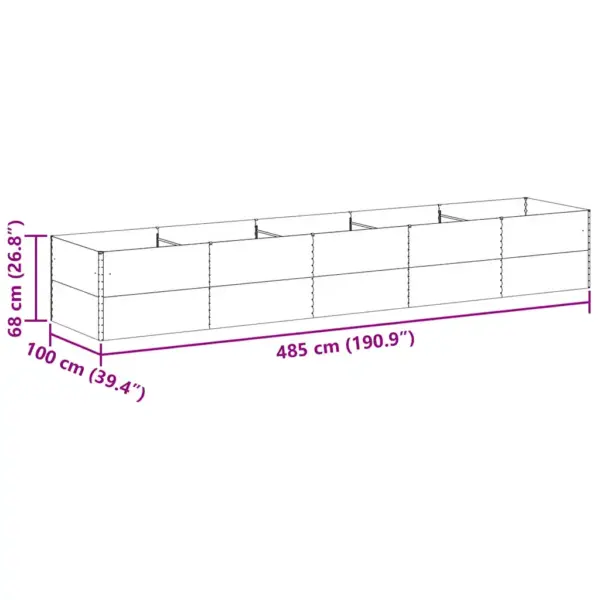 Kõrgendatud aiakast avatud põhjaga, tsingitud teras, helepruun, 485 x 100 x 68 cm – 13