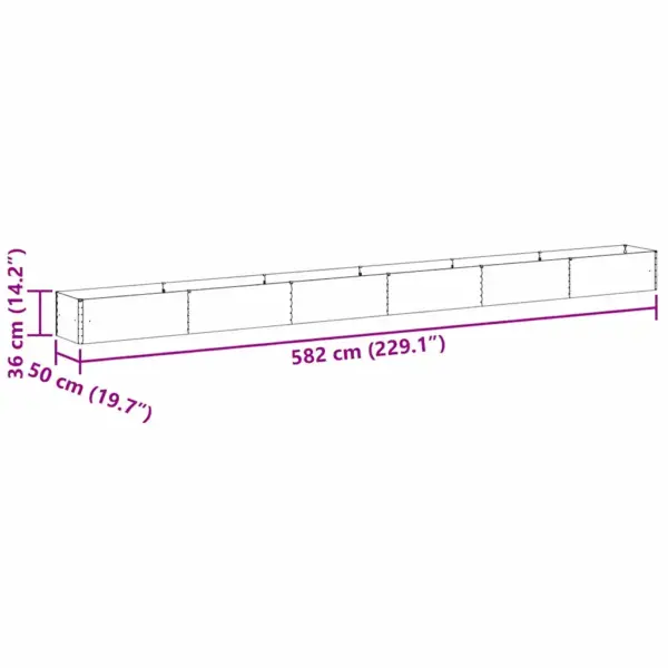 Kõrgendatud aiakast, helepruun tsingitud teras, 582 x 50 x 36 cm – 13