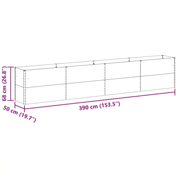 Kõrgendatud aiakast tsingitud terasest, helepruun, 390 x 50 x 68 cm – 13