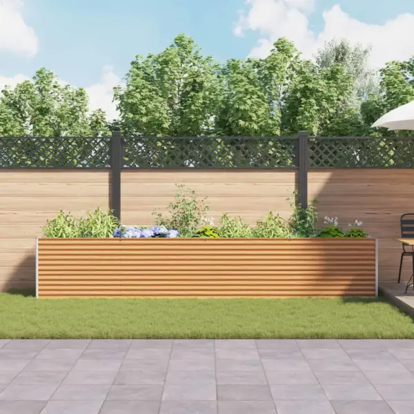 Kõrgendatud aiakast tsingitud terasest, helepruun, 390 x 50 x 68 cm – 4