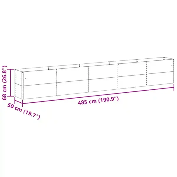 Kõrgendatud aiakast tsingitud terasest, helepruun, 485 x 50 x 68 cm – 13
