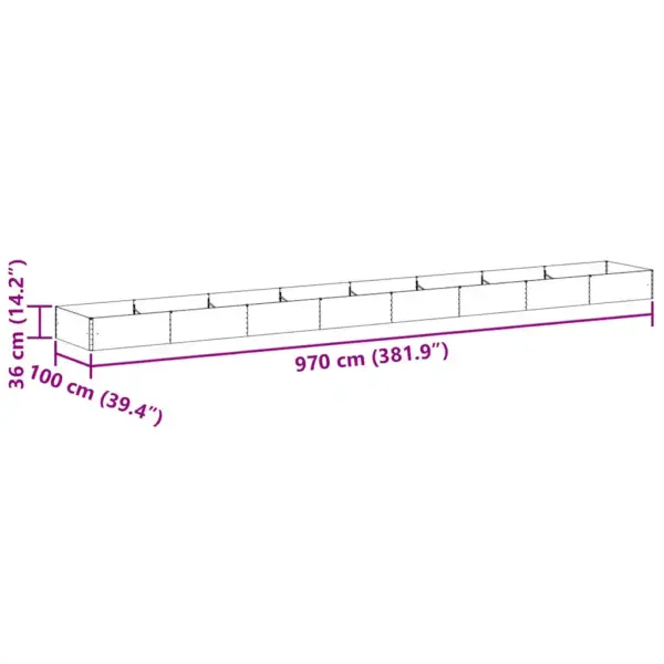 Kõrgendatud aiakast tsingitud terasest, helepruun, 970 x 100 x 36 cm – 13