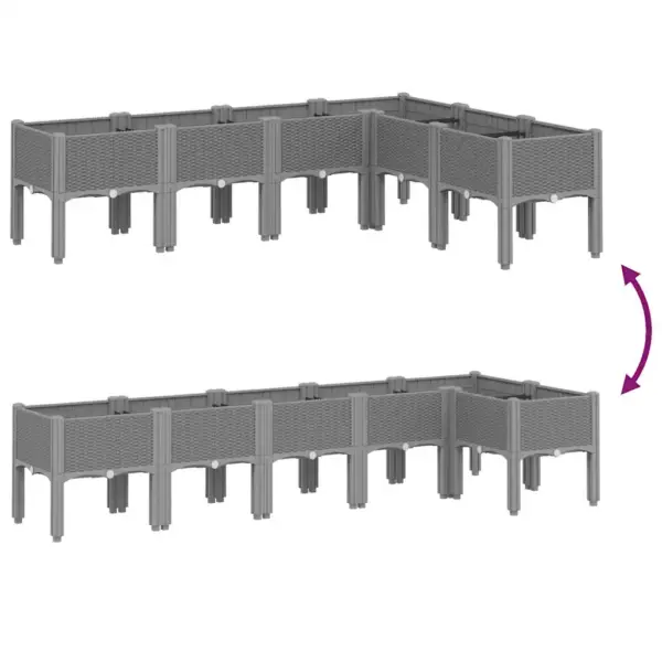 Kõrgendatud taimekast jalgadel, helehall rotangimustriga, 160 x 120 x 42 cm, polüpropüleen – 6