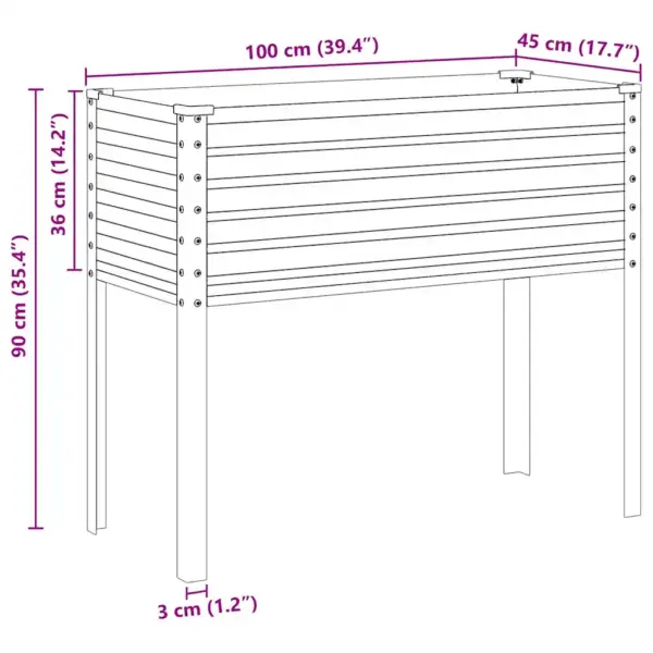 Kõrgendatud lillekast jalgadel, tsingitud teras, hõbedane, 100 x 45 x 90 cm – 8