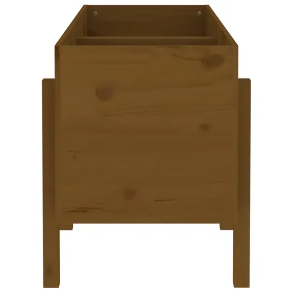 Kõrgendatud täismännipuidust taimelava, meekarva, 121 x 50 x 57 cm – 4