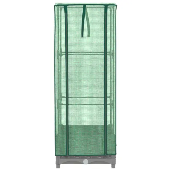 Kõrgendatud peenar kasvuhoonekattega, rotangiimitatsiooniga, helehall, 40 x 40 x 123 cm – 4