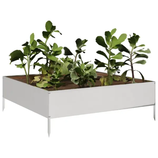 Kõrgendatud roostevabast terasest taimelava, 100 x 100 x 33,5 cm, hõbedane – 3