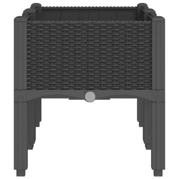 Kõrgendatud rotangimustriga taimekast jalgadel, must PP, 80 x 40 x 42 cm – 4