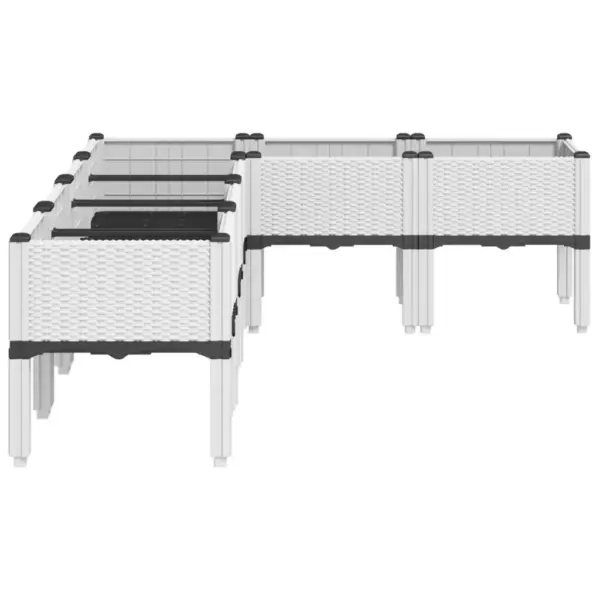 Kõrgendatud taimekast jalgadel rotangi mustriga, valge PP, 160 x 120 x 42 cm – 4