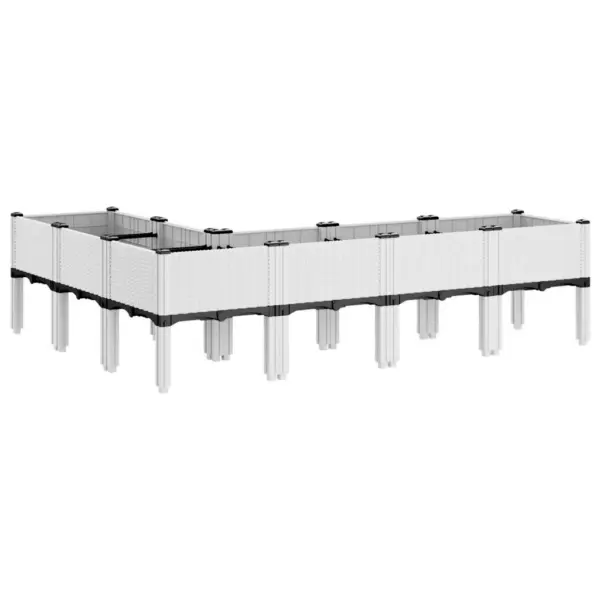 Kõrgendatud taimekast jalgadel rotangi mustriga, valge PP, 160 x 120 x 42 cm – 5