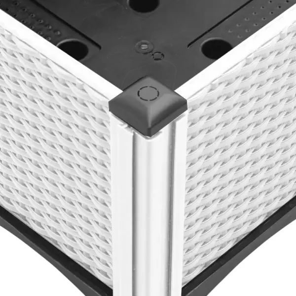 Kõrgendatud taimekast jalgadel rotangi mustriga, valge PP, 160 x 120 x 42 cm – 7