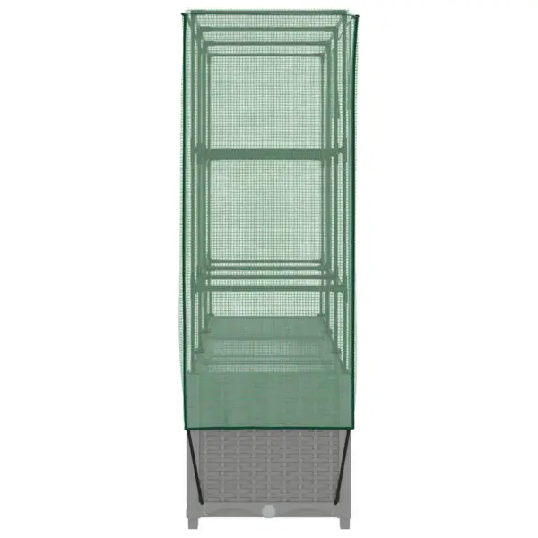 Rotangiimitatsiooniga kasvuhoonekattega kõrgendatud taimekast, helehall, 120 x 40 x 138 cm – 5