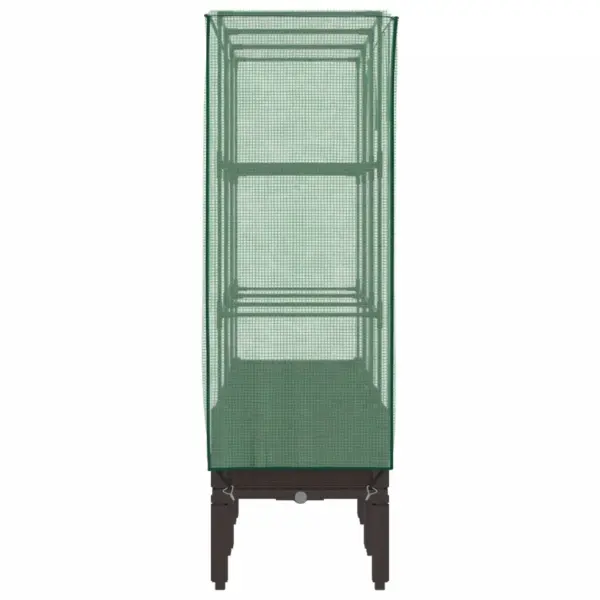 Kõrgendatud taimekast kasvuhoonekatte ja rohelise võrguga, rotangimustriga, pruun, 120 x 40 x 140 cm – 5