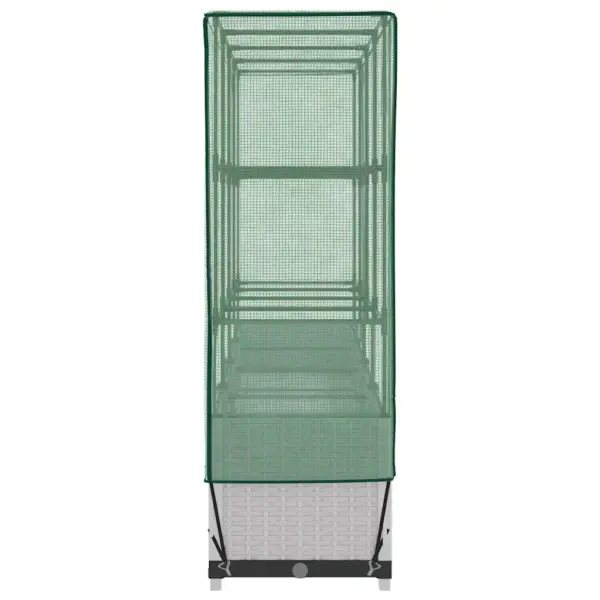 Kõrgendatud taimekast kasvuhoonekattega, valge rotangimustriga, 160 x 40 x 138 cm – 5