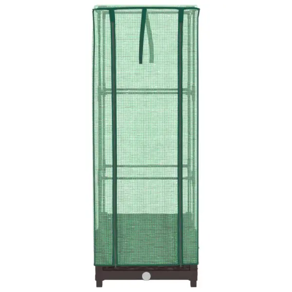 Kõrgendatud taimekast kasvuhoonekattega, rotangiimitatsioon, pruun, 40 x 40 x 123 cm – 4