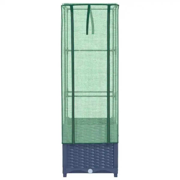 Kasvuhoonekattega kõrgendatud taimekast, rotangi välimus, sinakashall, 40 x 40 x 139 cm – 4