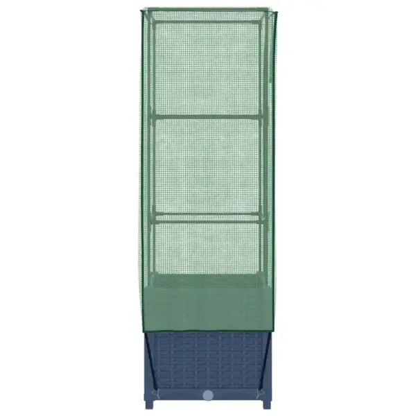 Kasvuhoonekattega kõrgendatud taimekast, rotangi välimus, sinakashall, 40 x 40 x 139 cm – 5