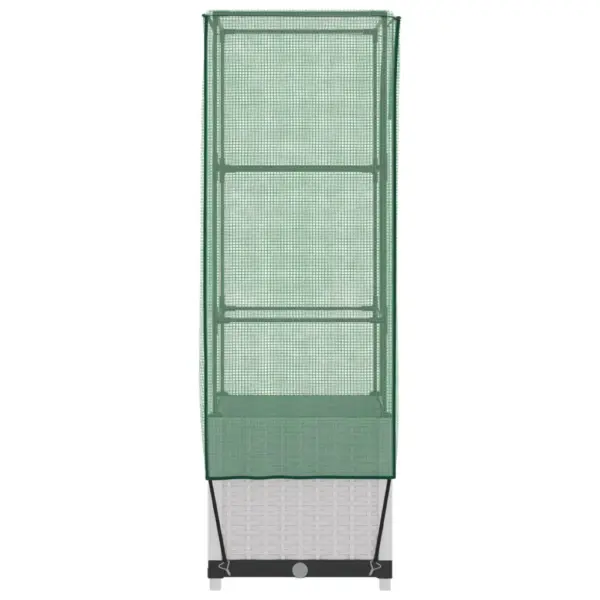 Kõrgendatud taimekast kasvuhoonekattega, rotangiimitatsiooniga, valge, 40 x 40 x 139 cm – 5