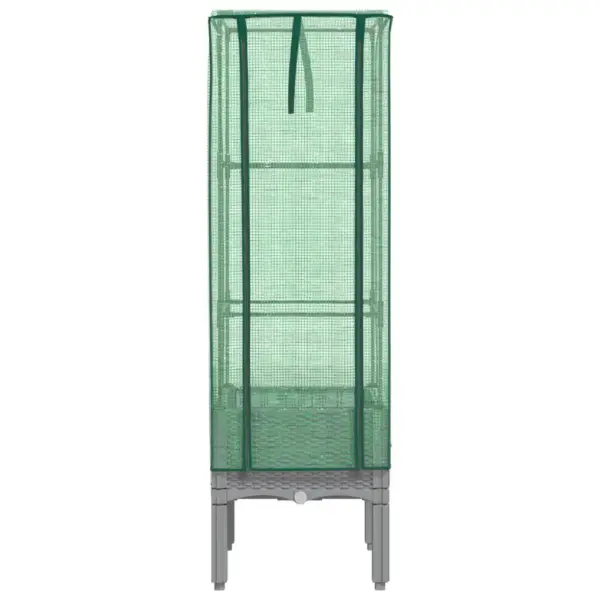 Kõrgendatud taimekast kasvuhoonekattega, rotangi välimus, helehall, 40 x 40 x 140 cm – 4
