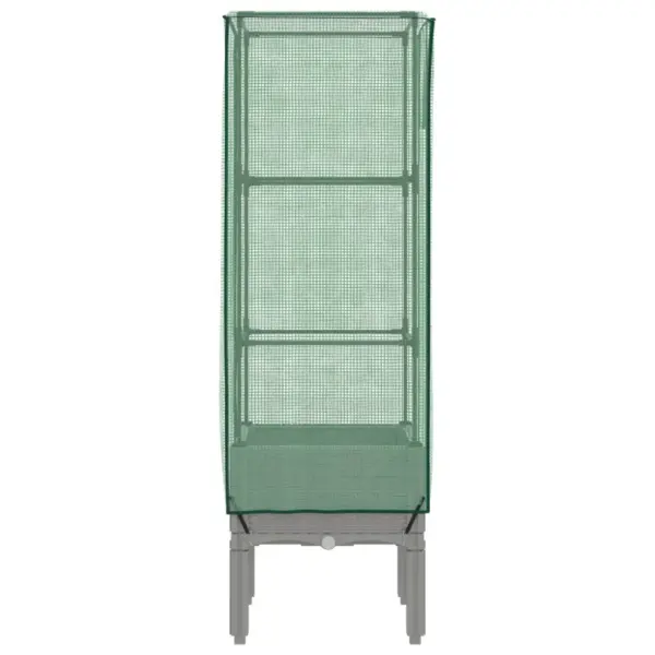 Kõrgendatud taimekast kasvuhoonekattega, rotangi välimus, helehall, 40 x 40 x 140 cm – 5