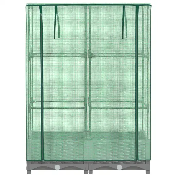 Helehall kõrgendatud taimekast kasvuhoonekattega, rotangiimitatsioon, 80 x 40 x 123 cm – 4