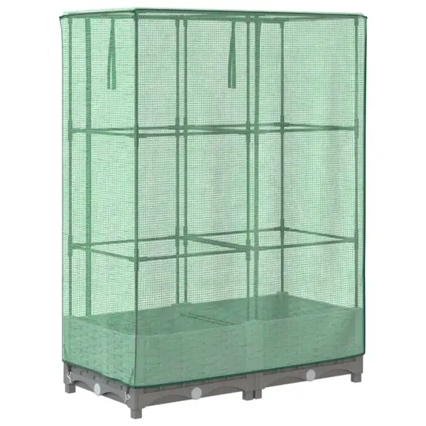 Helehall kõrgendatud taimekast kasvuhoonekattega, rotangiimitatsioon, 80 x 40 x 123 cm – 6