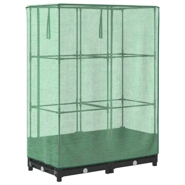 Kõrgendatud taimekast kasvuhoonekattega, rotangi välimus, must, 80 x 40 x 123 cm – 6