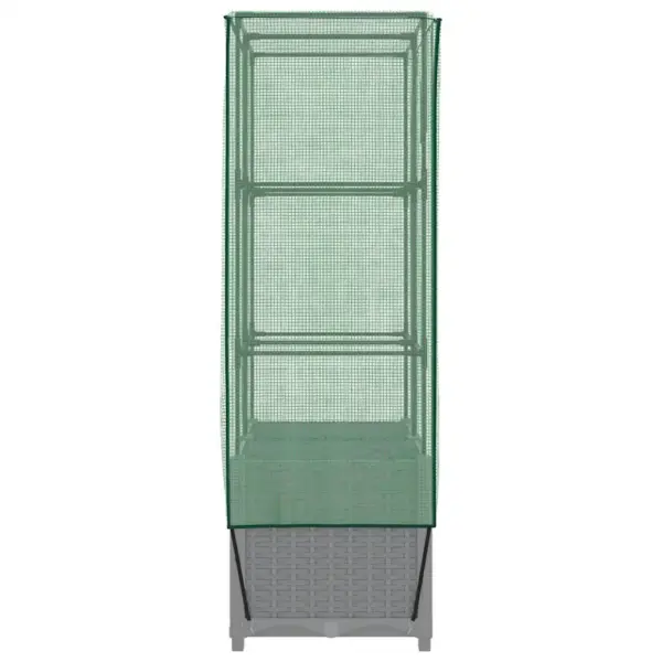 Kõrgendatud taimekast kasvuhoonekattega, rotangi välimus, helehall, 80 x 40 x 138 cm – 5