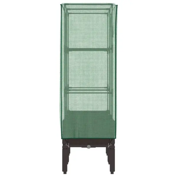 Kõrgendatud taimekast kasvuhoonekattega, rotangiimitatsioon, pruun, 80 x 40 x 140 cm – 5