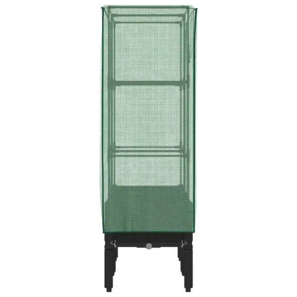 Kõrgendatud taimekast kasvuhoonekattega, rotangi välimusega, must, 80 x 40 x 140 cm – 5