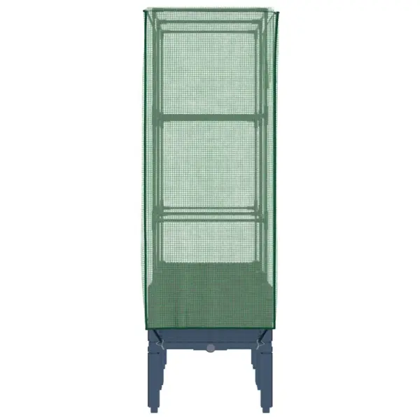 Kõrgendatud taimekast kasvuhoonekattega, rotangiimitatsiooniga, sinakashall, 80 x 40 x 140 cm – 5