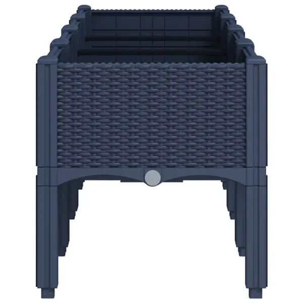 Kõrgendatud jalustega taimekast rotangiviimistlusega, sinakashall, PP, 160 x 40 x 42 cm – 4