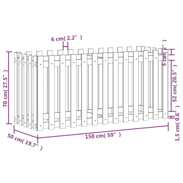 Aiapiirde stiilis kõrgendatud taimelava, survetöötlusega immutatud männipuit, 150 x 50 x 70 cm – 9