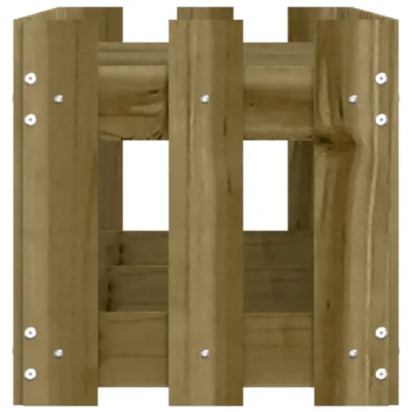 Kõrgendatud taimelava aiapiirde stiilis, pruun survetöötlusega männipuit, 150 x 30 x 30 cm – 6