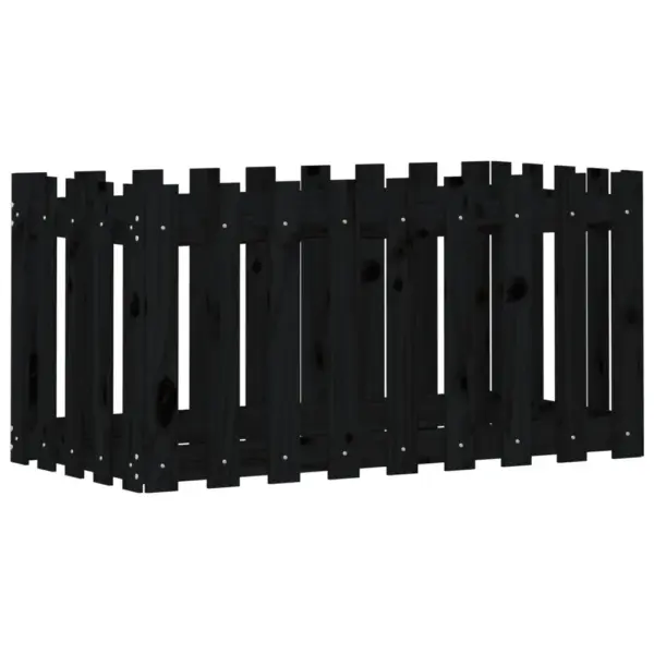 Kõrgendatud taimelava aia disainiga, must männipuidust, 100 x 50 x 50 cm – 2