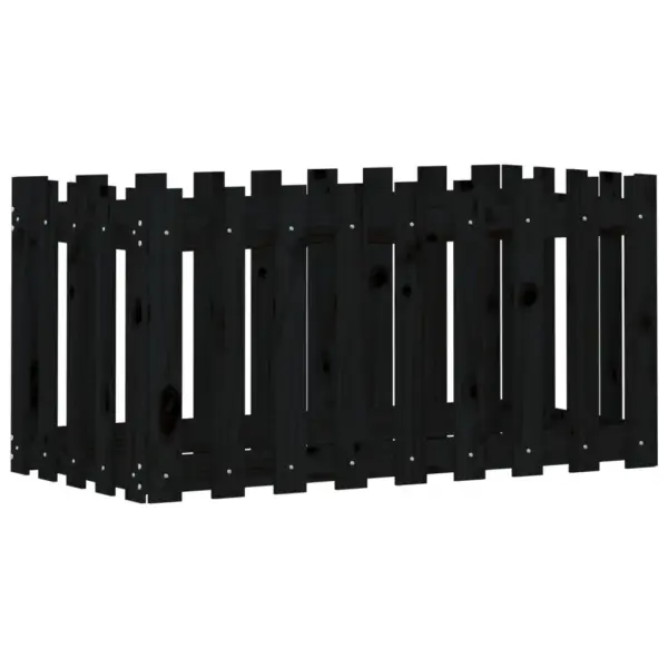 Kõrgendatud taimelava aia disainiga, must männipuidust, 100 x 50 x 50 cm – 4