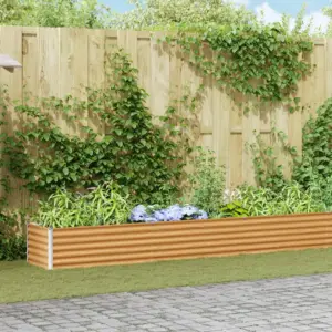 Kõrgendatud aiakast avatud põhjaga, helepruun tsingitud teras, 1164 x 50 x 36 cm