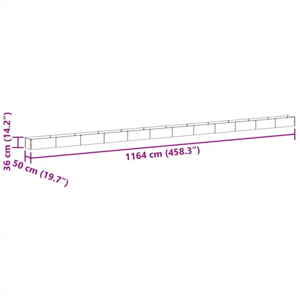 Kõrgendatud aiakast avatud põhjaga, helepruun tsingitud teras, 1164 x 50 x 36 cm – 13