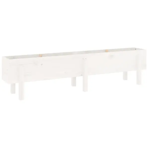 Kõrgendatud taimelava, valge täismännipuit, 160 x 30 x 38 cm – 2