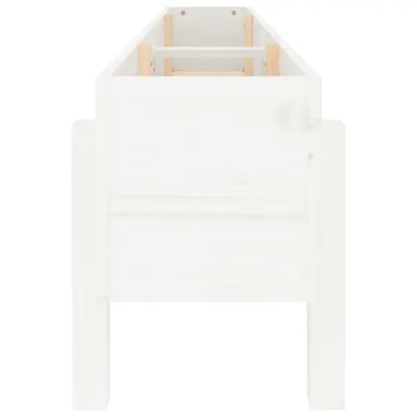 Kõrgendatud taimelava, valge täismännipuit, 160 x 30 x 38 cm – 5