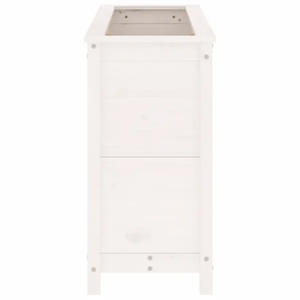 Kõrgendatud aia taimelava, valge männipuidust, 119,5 x 40 x 78 cm – 5