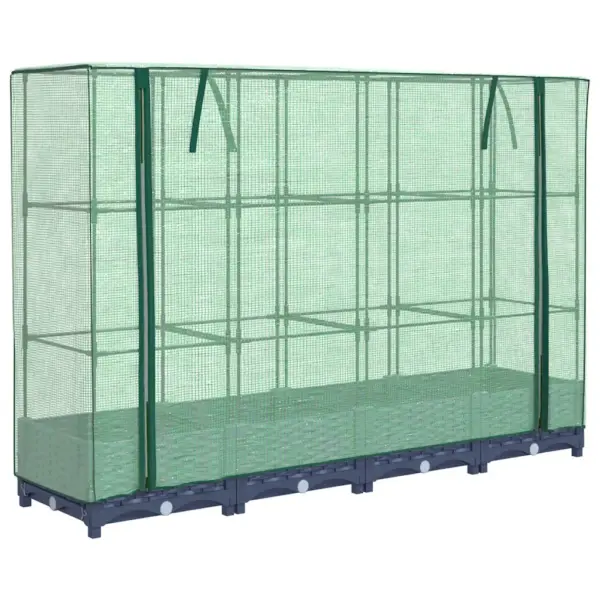 Kõrgpeenar kasvuhoone kattega, rotangi imitatsioon, sinakashall PP, 160 x 40 x 123 cm - 2