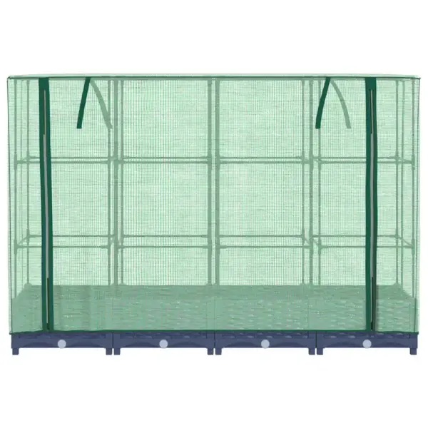 Kõrgpeenar kasvuhoone kattega, rotangi imitatsioon, sinakashall PP, 160 x 40 x 123 cm - 4