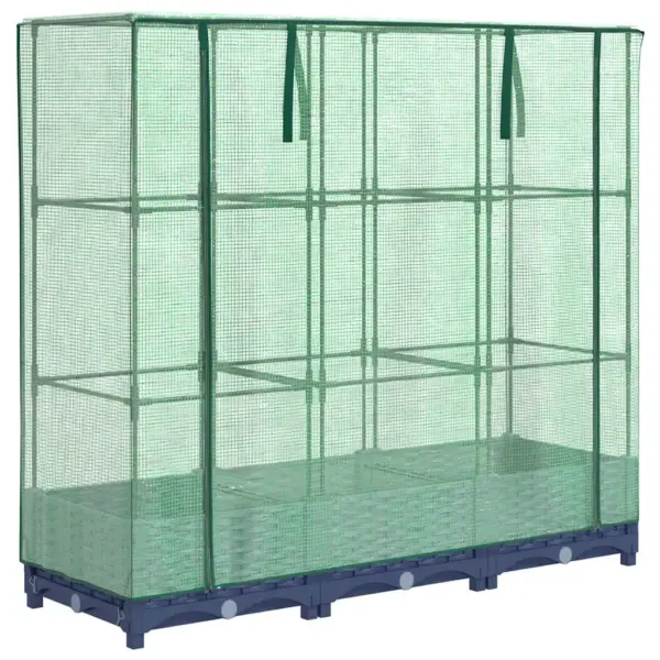 Kõrgpeenar kasvuhoonekattega, rotangi imitatsioon, sinakashall, 120 x 40 x 123 cm – 2