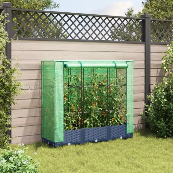 Kõrgpeenar kasvuhoonekattega, rotangi imitatsioon, sinakashall, 120 x 40 x 123 cm – 3