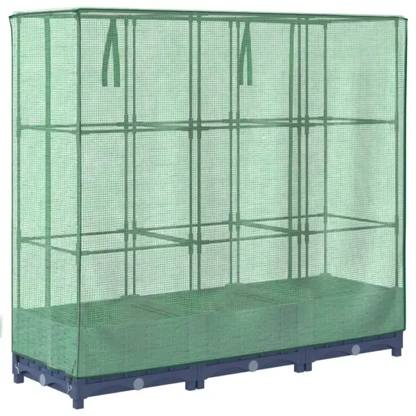 Kõrgpeenar kasvuhoonekattega, rotangi imitatsioon, sinakashall, 120 x 40 x 123 cm – 6